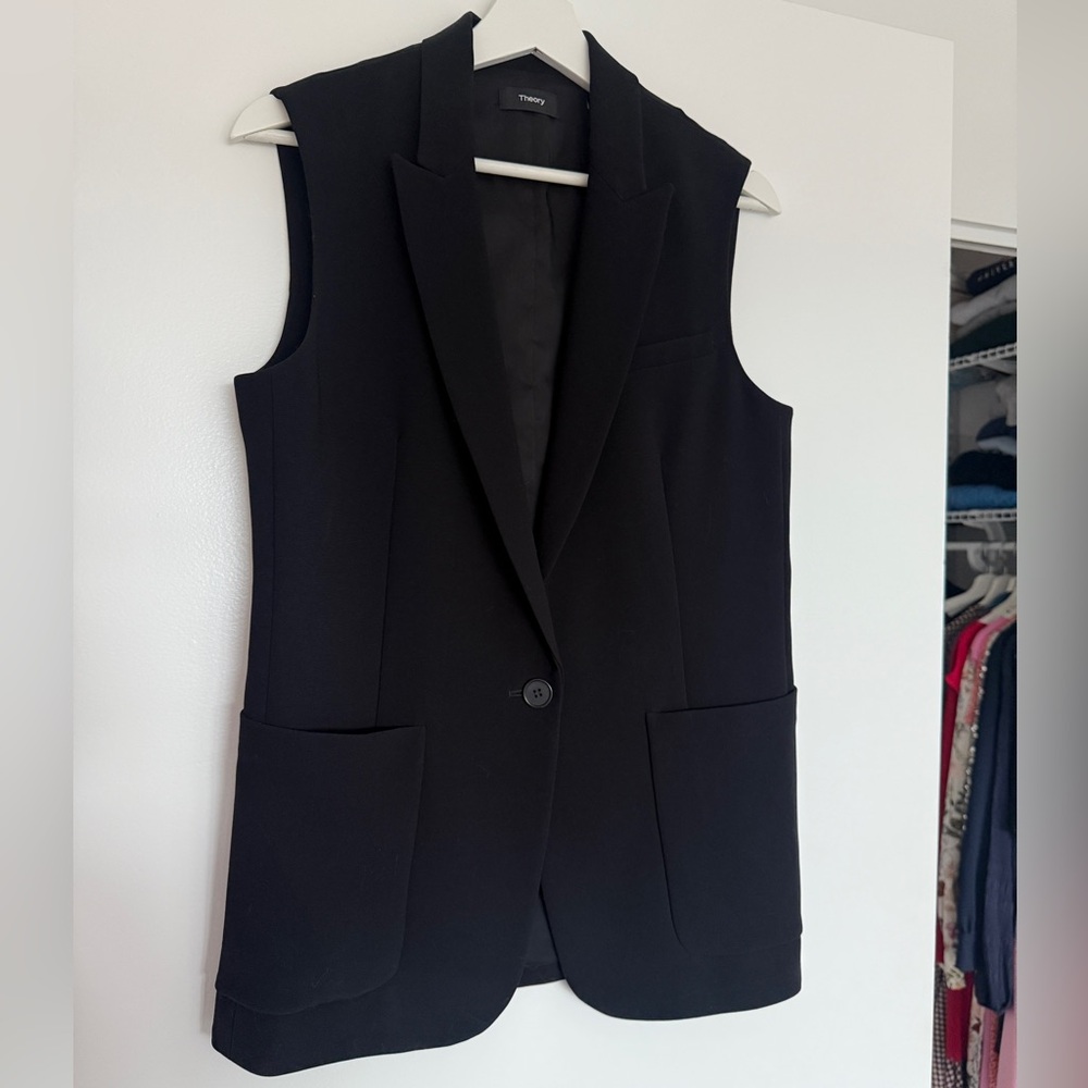 Theory Black Sleeveless Blazer Vest